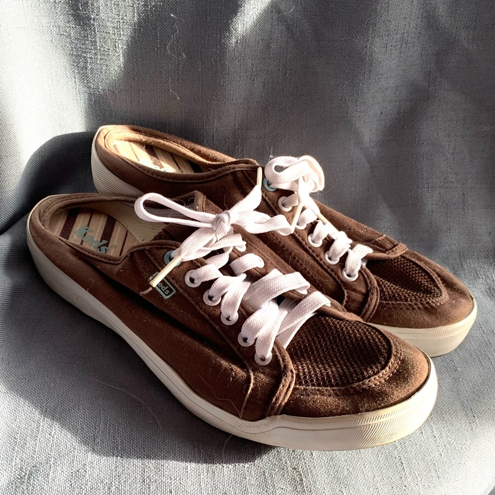 Keds brown with white laced sneaker mules size 8